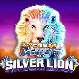Stellar Jackpots with Silver Lion slot logo by Lightning Box Game at Bitkingz Casino